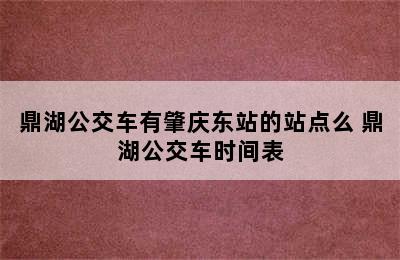 鼎湖公交车有肇庆东站的站点么 鼎湖公交车时间表